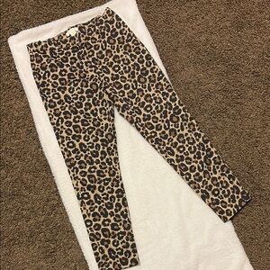 H&M High Rise Brown and Black Jeans with Leopard Print